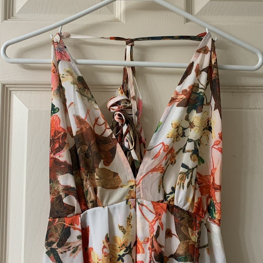 🌷3 for$25🌷PrettyLittleThing, US 4, Orange Yellow & Brown Floral Maxi Dress, NWT - Picture 3 of 10